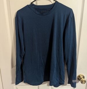Barbell Mens Shirt Size Medium Blue Long Sleeve Tee Top Athletic Performance
